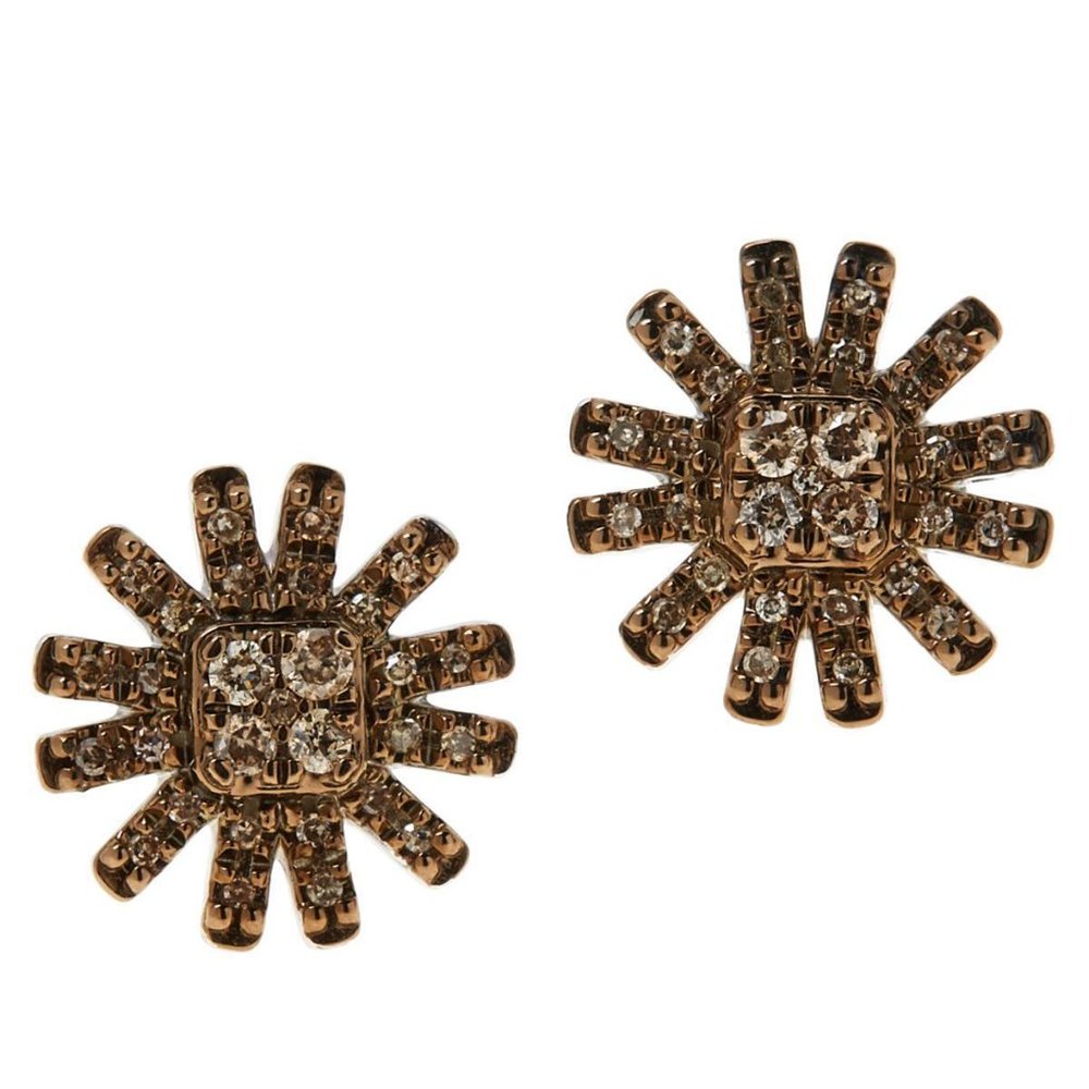 Colleen Lopez Sterling Silver Champagne Diamond Sunburst Stud Earrings
